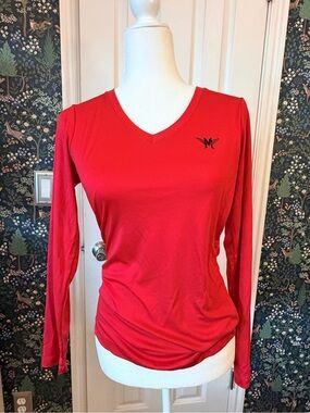 Sport-Tek Multnomah Athletic ClubWomen's V-Neck Long Sleeve Top in Red with Logo